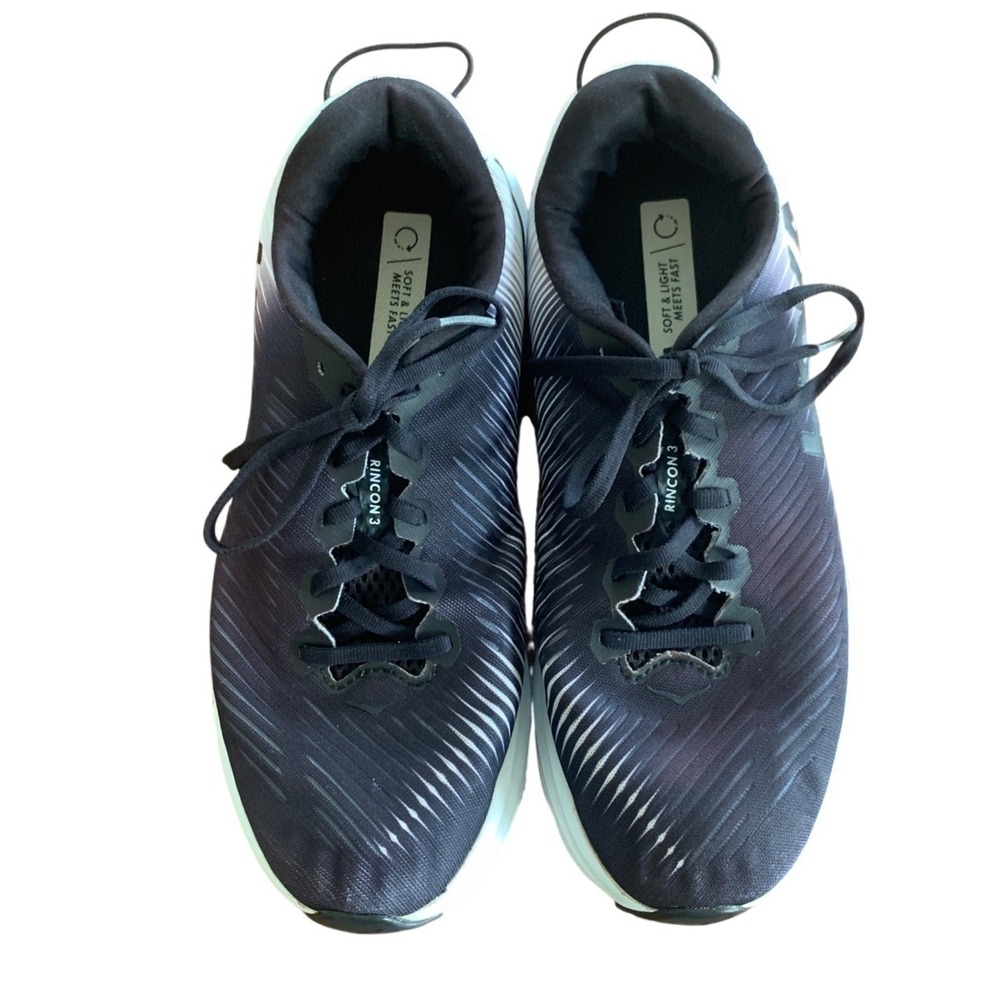 Hoka Rincon 3 Mens 8.5 Black White Running Shoes Lightweight Cushion